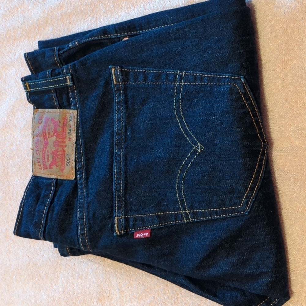 Levis Mens 505 Levi Strauss Regular Straight Fit blue Jeans. - Picture 9 of 12